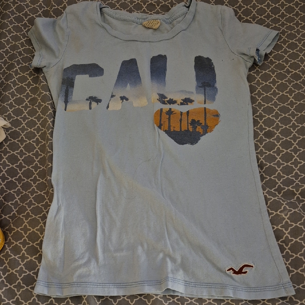 Hollister Light Blue CALI Tee